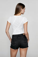 Shirred Crop Fitted T-shirts