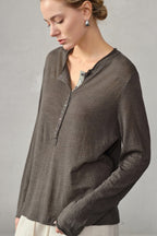 Color Block Placket Knit Top