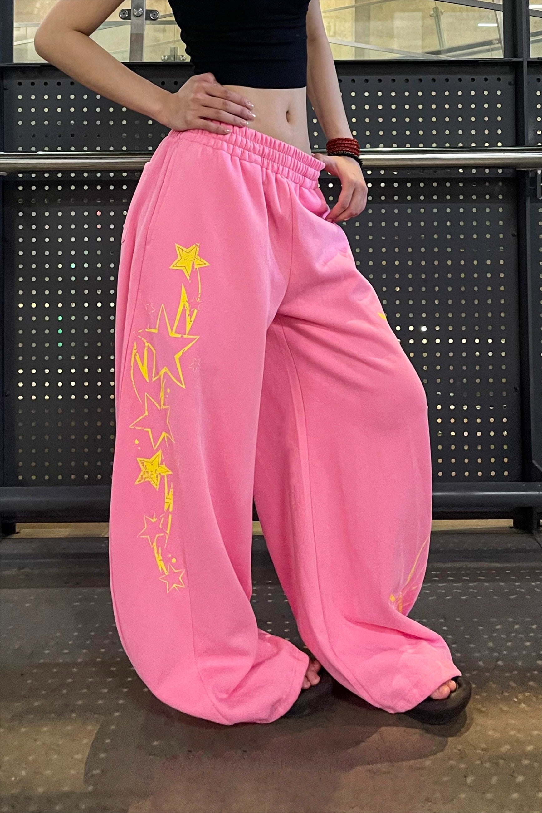 Star Letter Print Wide Leg Sweat Pants Secondary image