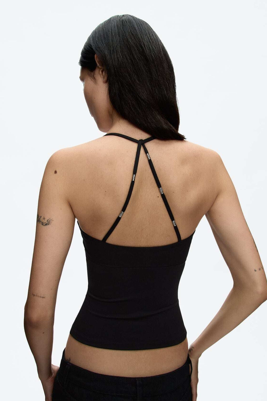 Silver-Tone Strap Slim Fit Cami Top