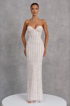 Lace Trim Strapless Cami Fit Floor Lace Dress