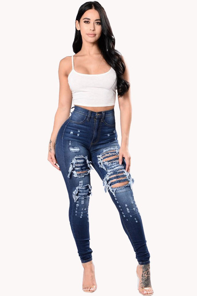 Distressed Skinny Slim Fit Casual Jeans Main image