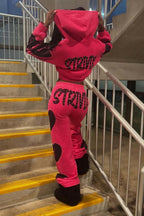 Rhinestone Heart Graphic Hoodie and Pants Separates