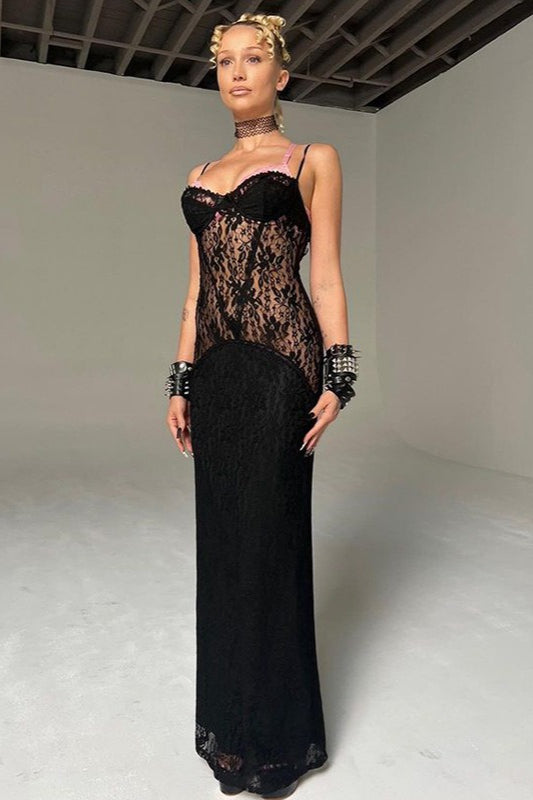 Sheer Lace Cami Backless Maxi Lace Dress Secondary image
