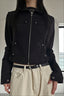 Studded Pocket Fitted Collared Zip Jacket