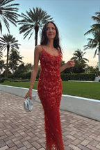 Sequin Scoop Neck Backless Maxi Party Dress