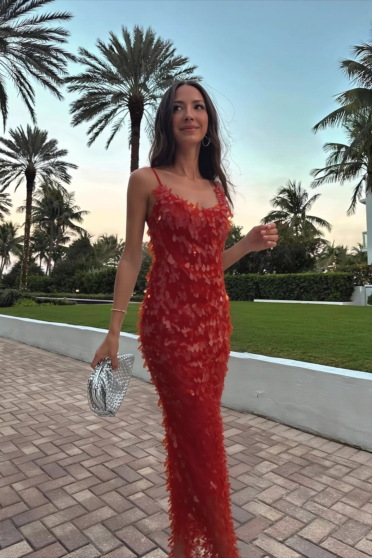 Sequin Scoop Neck Backless Maxi Party Dress