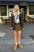 Buckle Detail Pleated Mini Skirt