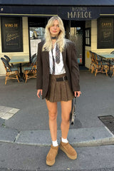 Buckle Detail Pleated Mini Skirt