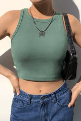 Crop Yoga Solid Color Tank Top