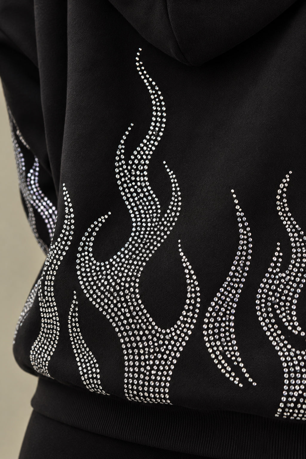 Rhinestone Flame Zip Hoodie