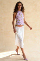 Polka Dot Halter Backless Crop Top