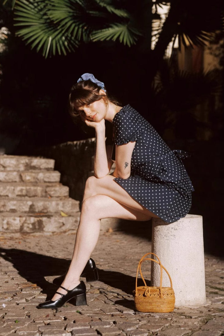 Polka Dot V Neck Mini Work Dress Secondary image
