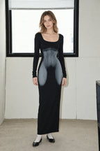 3D Body Print Maxi Dress