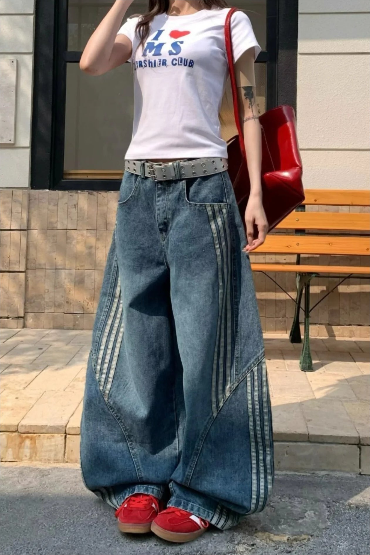 Plus Size Washed Deconstructed Jeans Main image