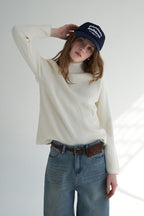 Mock Neck Fleece Lined Knit Top