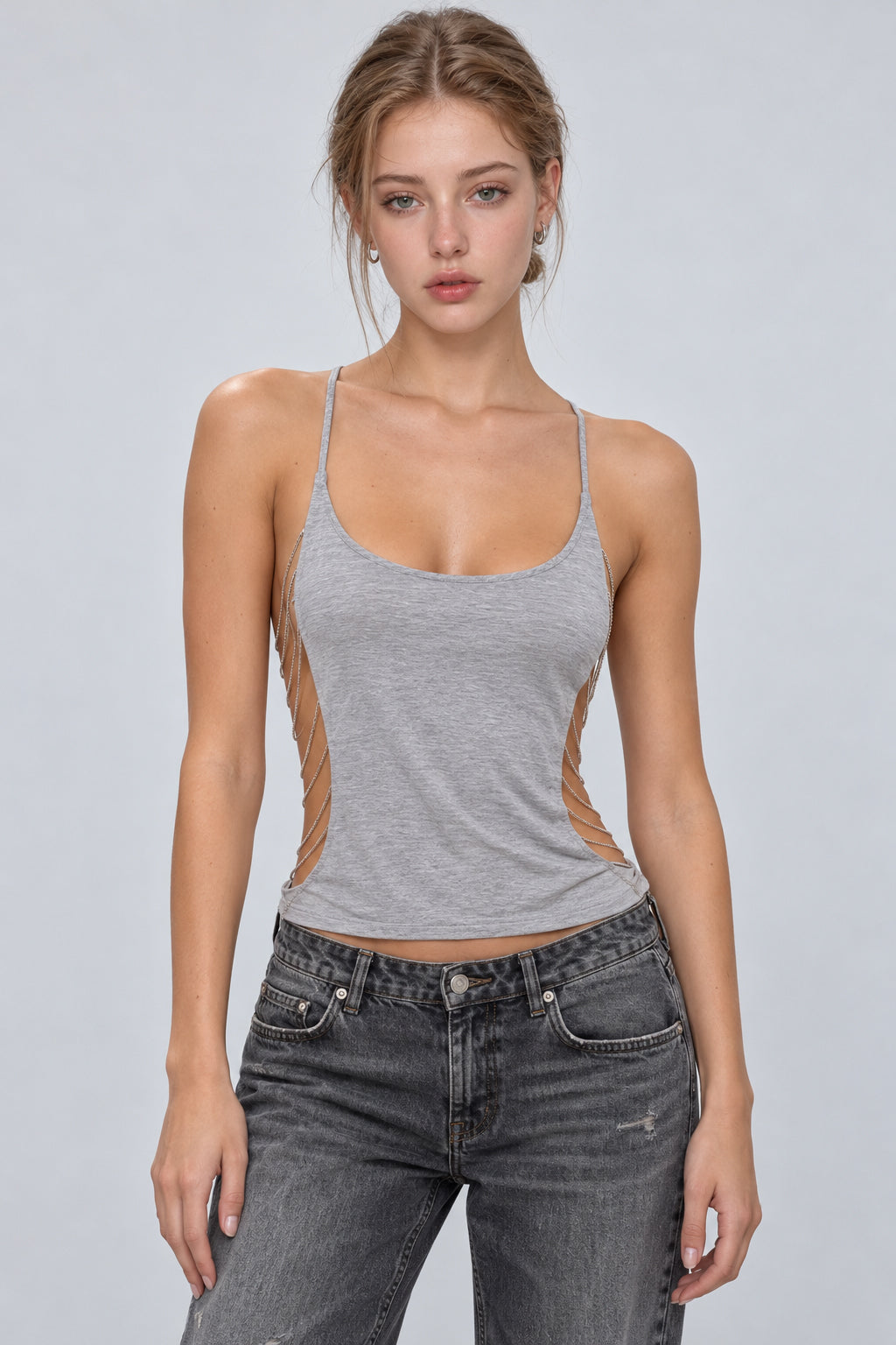 Chain Cut Out Backless Crossover Cami Top