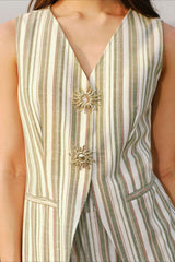 Striped Tank Top Wide Leg Loose Elegant Two Piece Set