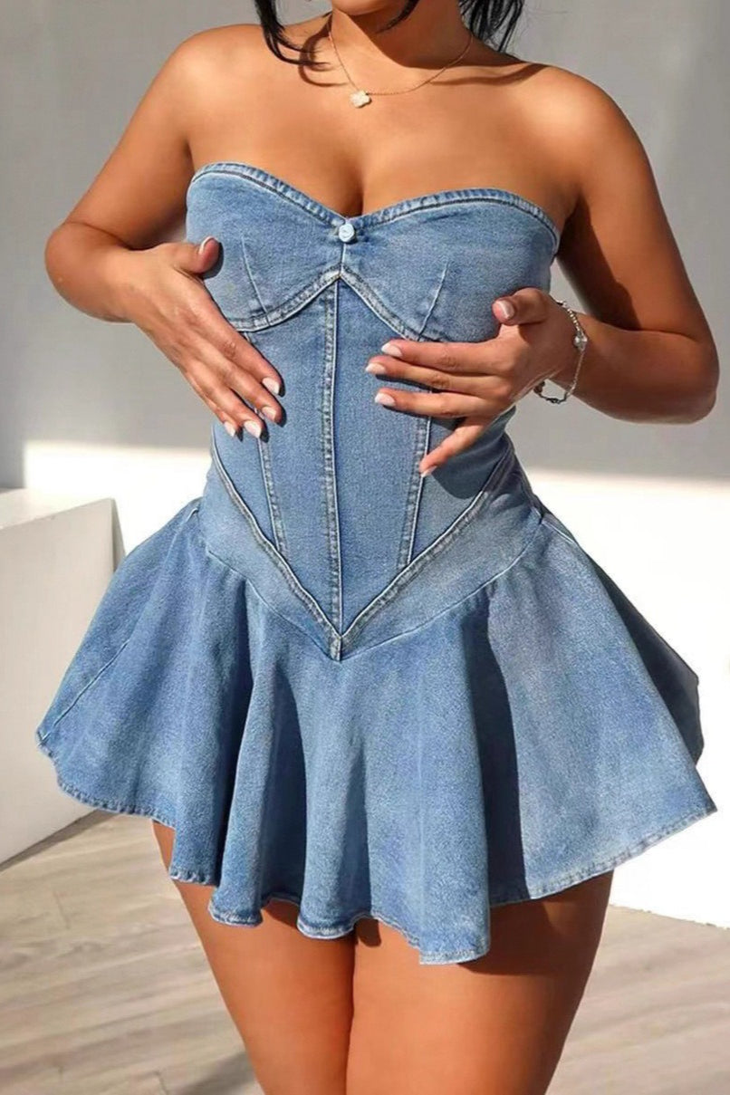 Sleeveless Bodycon Mini Denim Dress Main image