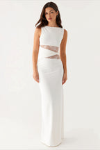 Lace Waist Cutout Sleeveless Maxi Dress
