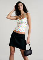 Colorful Polka Dot Halter Slim Fit Crop Top