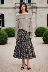 Vintage Check High Waist Circle Skirt