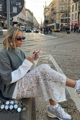 Crochet Lace Slit Bodycon Skirt