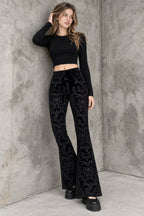 Floral Jacquard Velvet Flare Pants