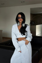 Cropped Hoodie Wide Leg Sweatpants Two-Piece Set