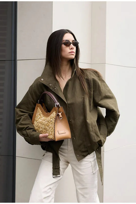 Buckle Belted Bomber Jacket Main image