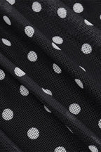 Polka Dot Ruched Lace Mesh Cami Maxi Dress