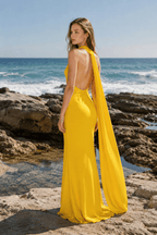 Backless Tie Detail Bodycon Prom Dress