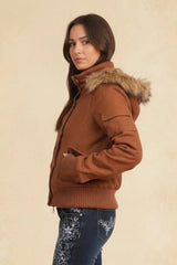 Detachable Fur Collar Short Hooded Coat Hoodie