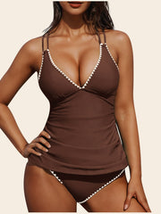 V Neck Tankini Two Piece Swim Sets