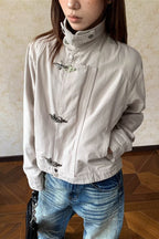 Toggle Buckle High Collar Utility Jacket