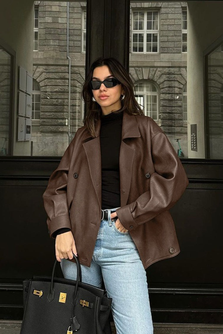 Vintage Relaxed Leather Coat Main image