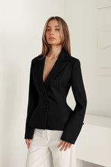 Office Elegance Pleated Waist Blazer