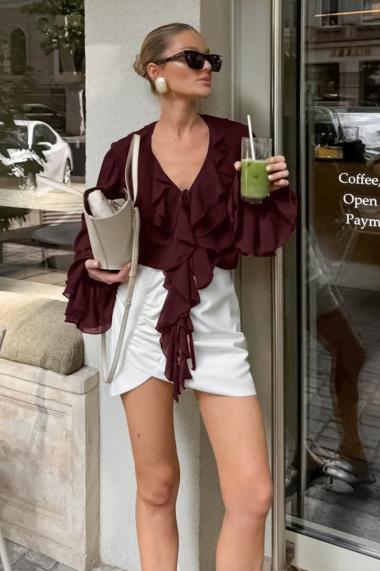 French V Neck Ruffle Blouse Secondary image