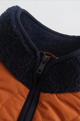 Paneled Cropped Fleece Jacket