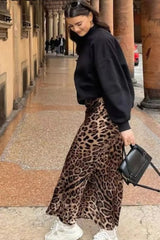 Elegant Draped Satin Midi Skirt