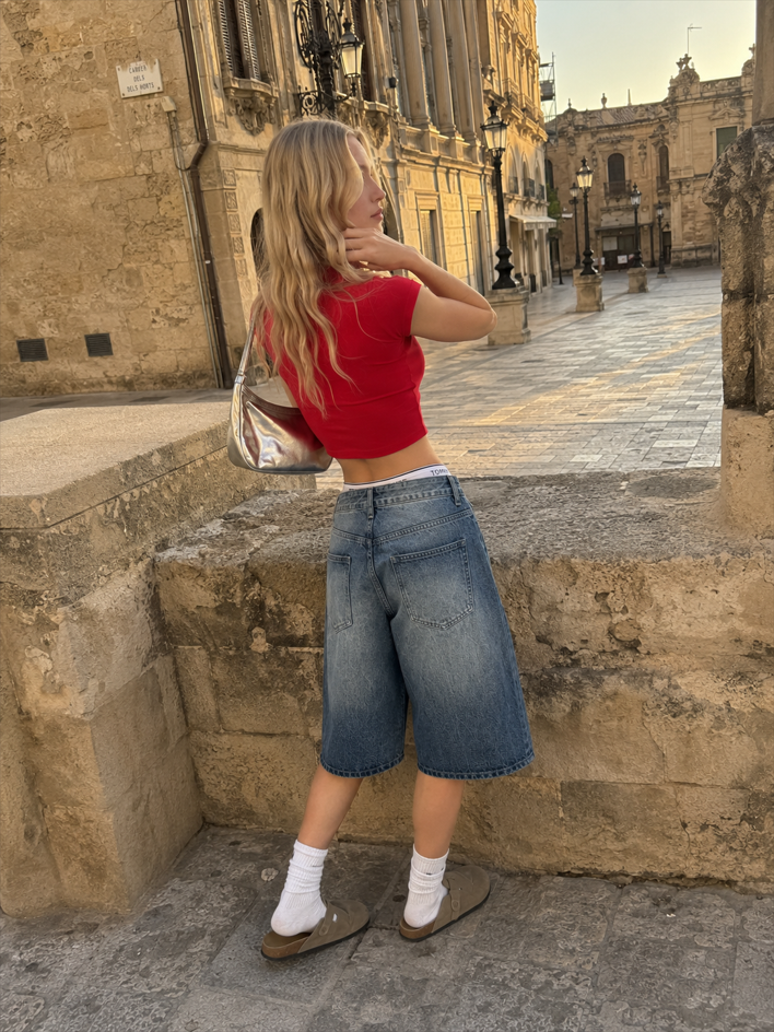 Vintage High Waist Fluid Wide Cropped Jeans Secondary image
