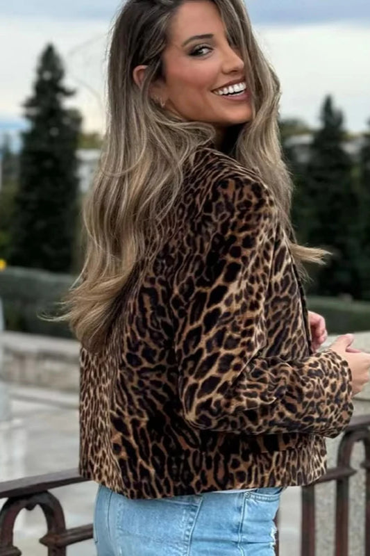 Leopard Velvet Office Blazer Secondary image