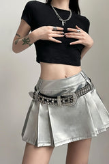 High Waist Pleated Bodycon Skirt