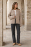 Pleated Knit O Neck Zipper Cardigan