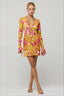 Floral Print Cutout Tie Front Long Sleeve Mini Dress
