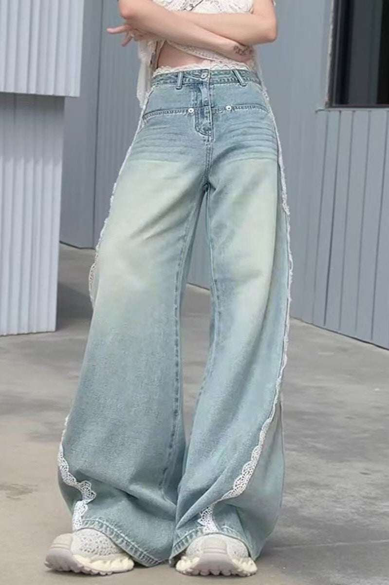Blue Lace Baggy Y2K Jeans Secondary image