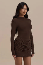 Slim-Fit Ruched Bardot Work Dress