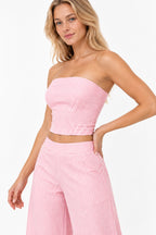 Casual Striped Strapless Pants Set