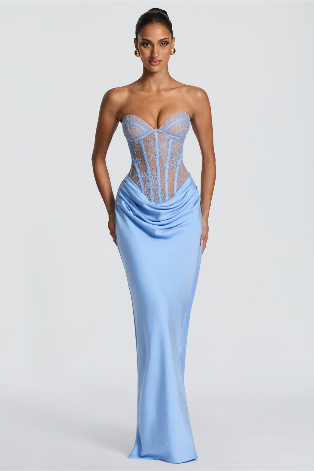 Strapless Lace Sleeveless Bodycon Maxi Lace Dress