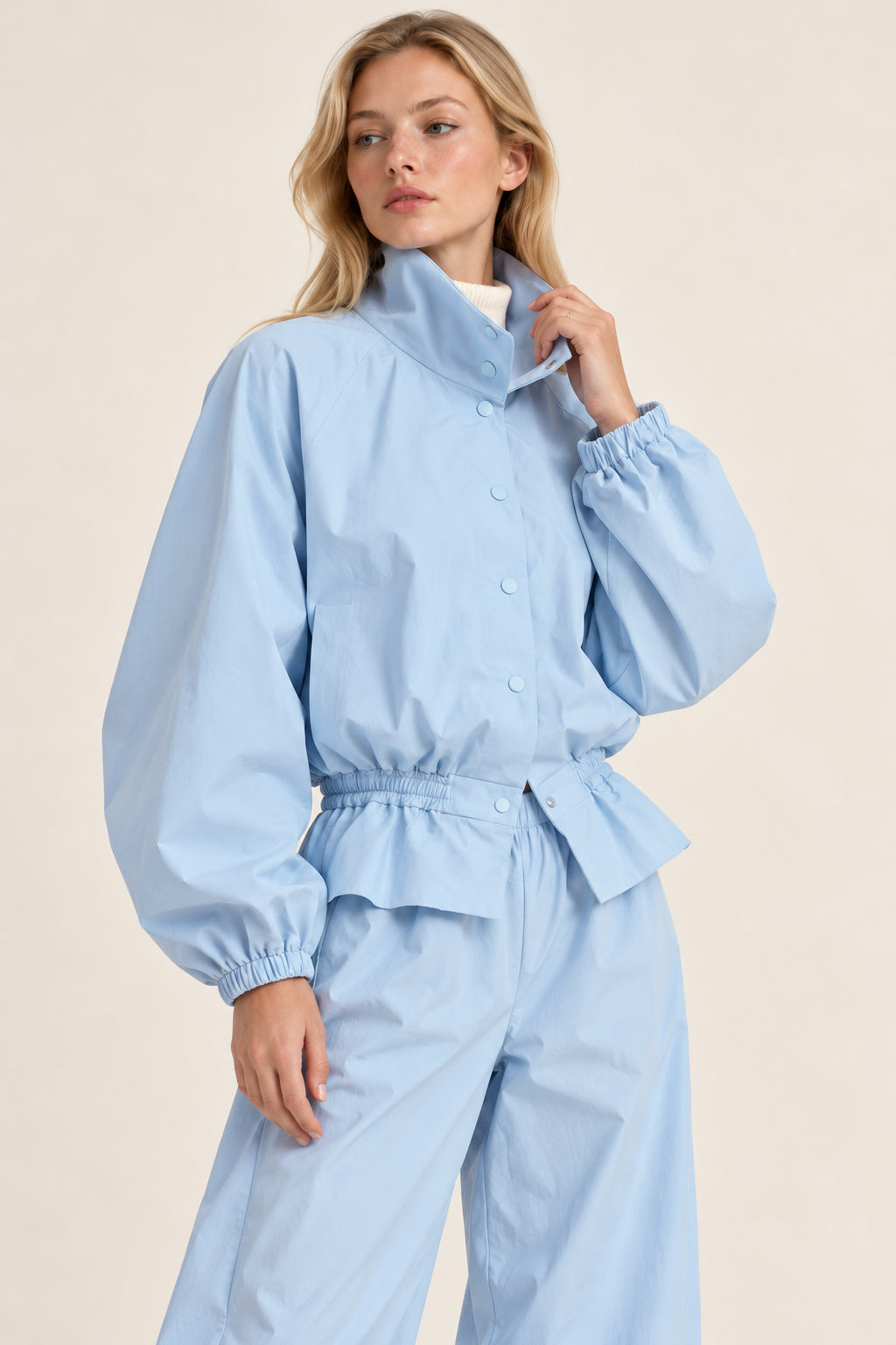 Stand Collar Jacket Jogger Pants Set